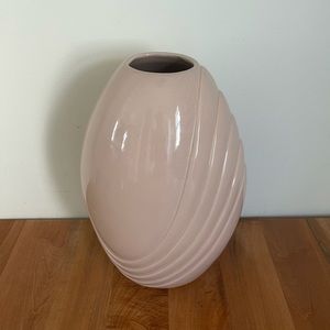 Large 13" Vintage Post Modern Art Deco Pale Mauve Ceramic Vase Swirl